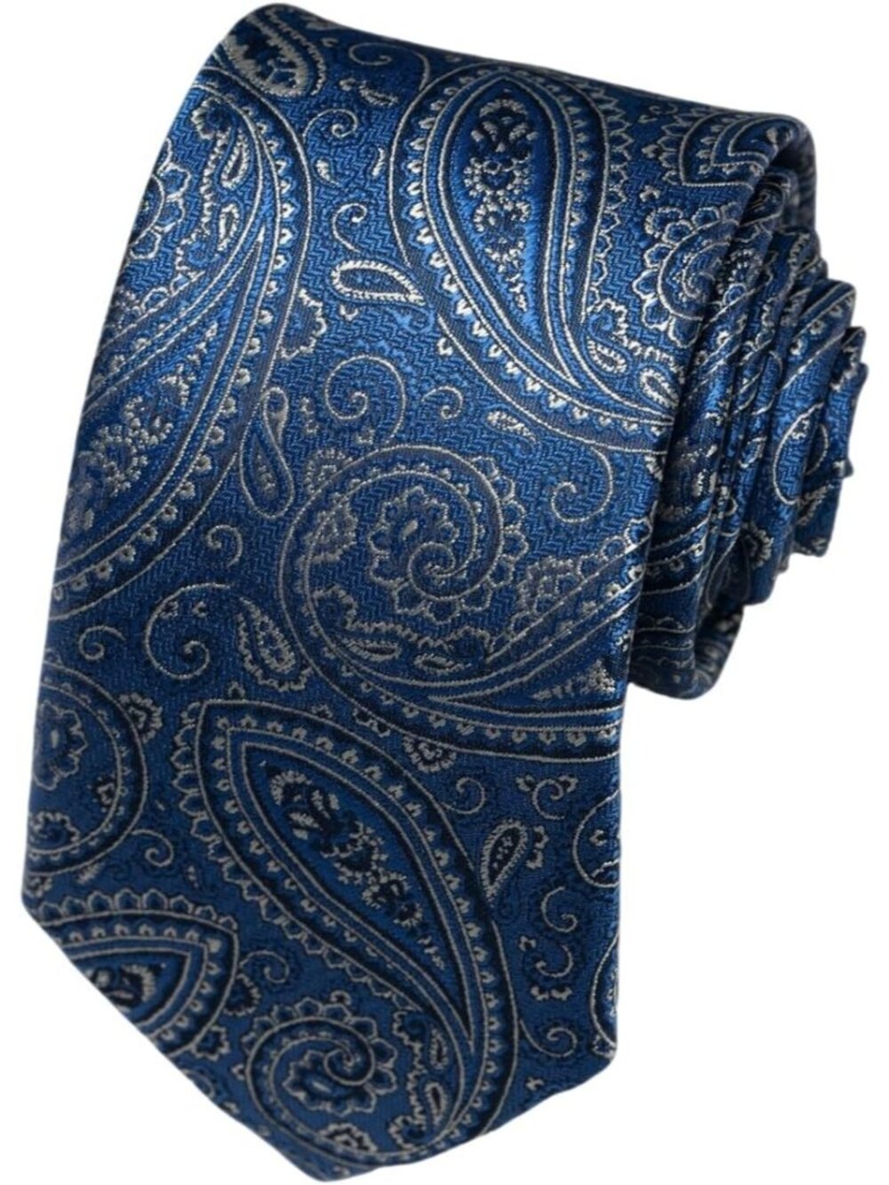 🆕Men's Royal Blue 100% Microfiber Paisley Slim Formal Necktie For Wedding Dress